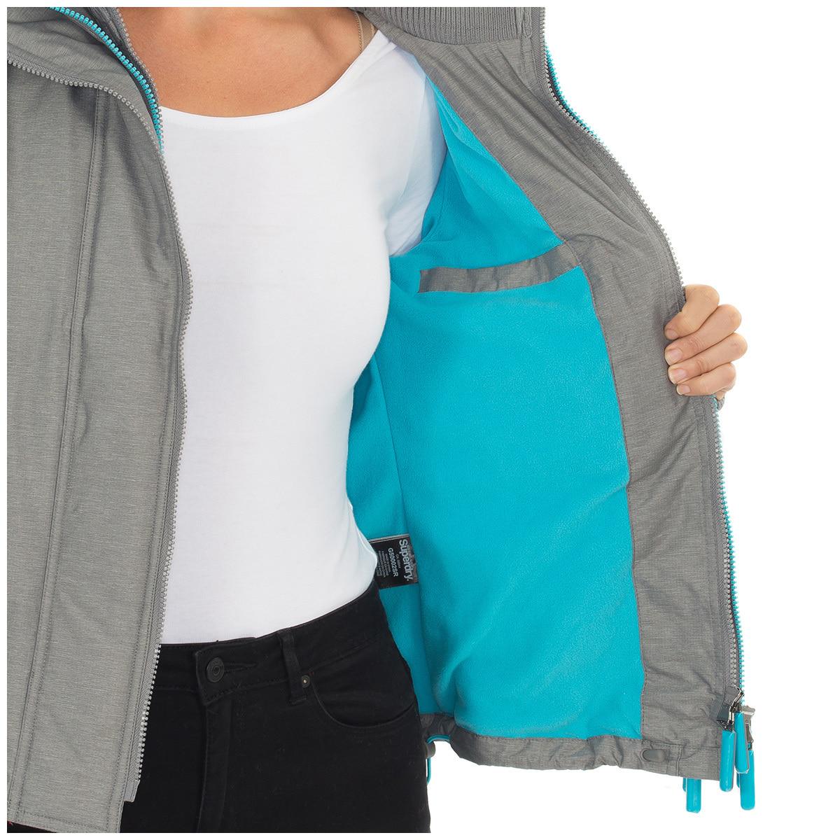 Superdry Women's Arctic Hood Popzip Windcheater Light Grey