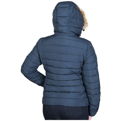 Superdry Womens Faux Fur Fuji Hooded Jacket Navy
