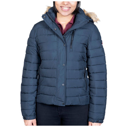 Superdry Womens Faux Fur Fuji Hooded Jacket Navy