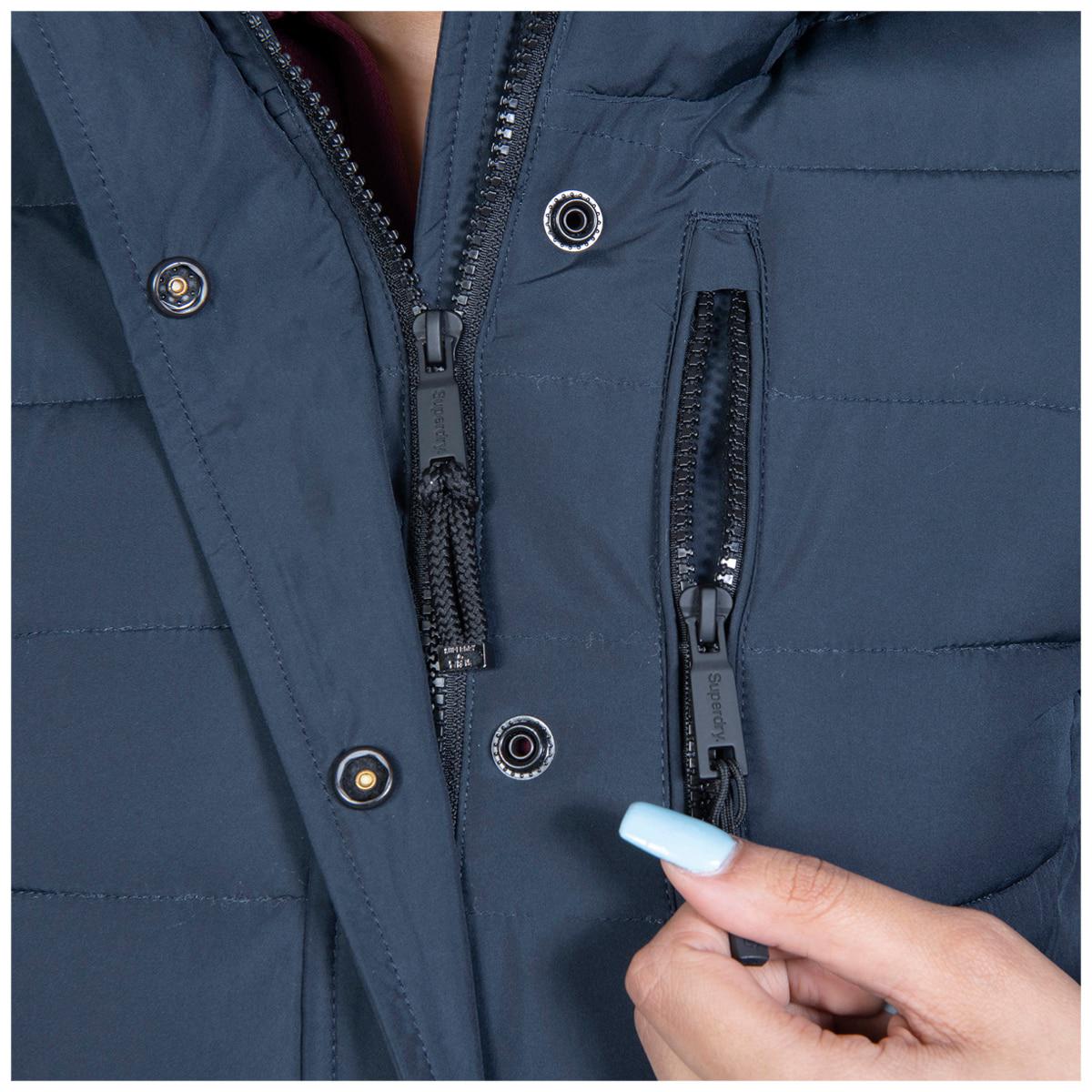 Superdry Womens Faux Fur Fuji Hooded Jacket Navy