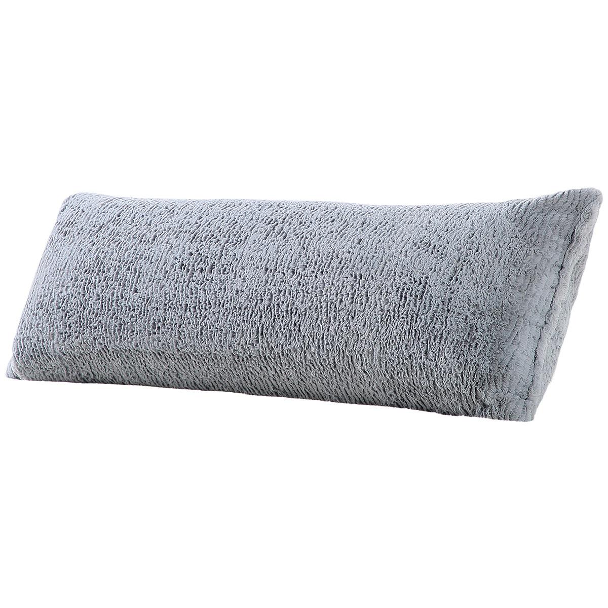 Sutton Place Soft Plush Faux Fur Body Pilllow Light Grey Solid
