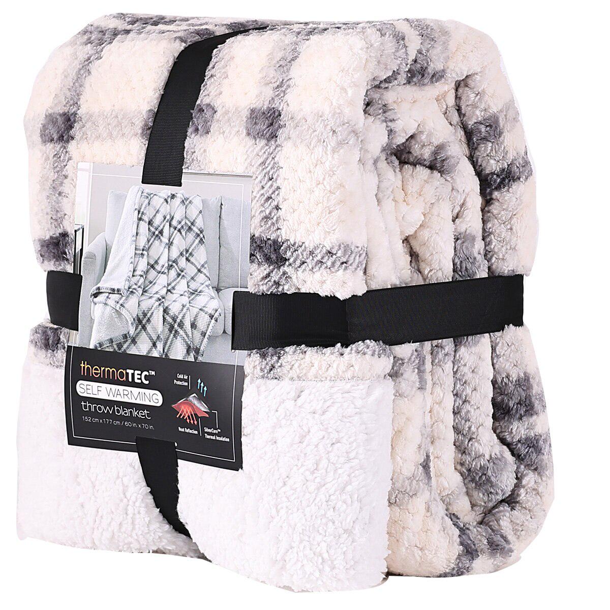 Sutton Place Thermatec Self Warming Throw Blanket 152 x 177 cm Light Grey