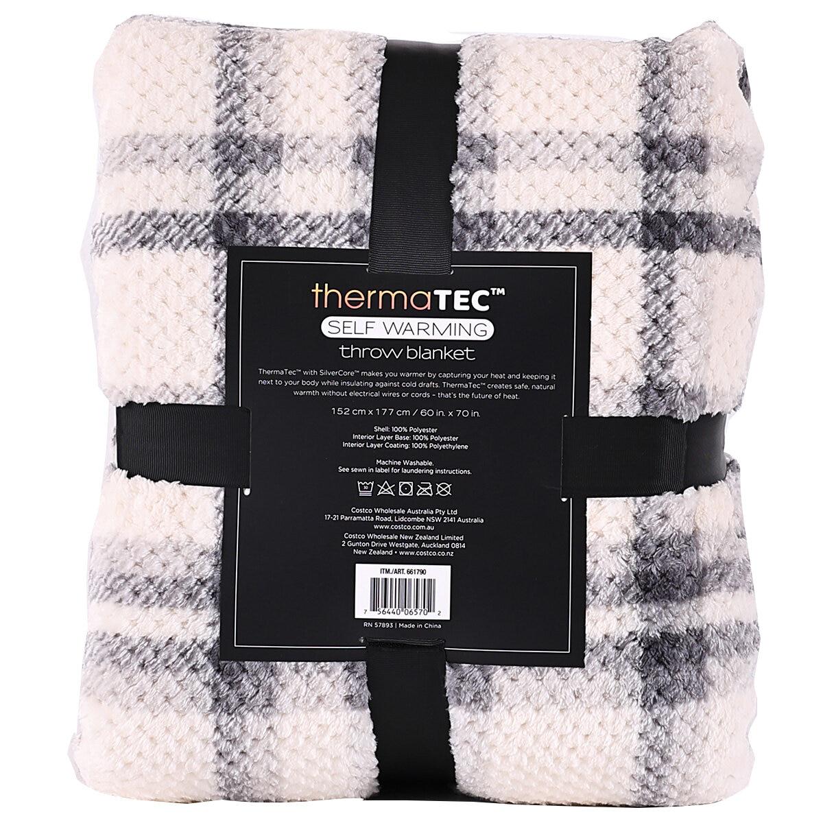 Sutton Place Thermatec Self Warming Throw Blanket 152 x 177 cm Light Grey