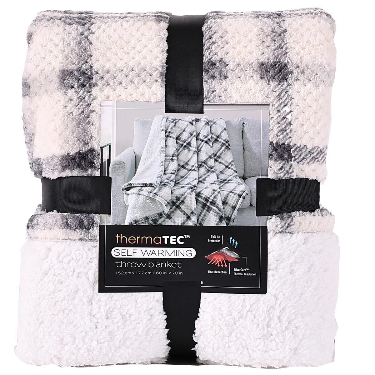 Sutton Place Thermatec Self Warming Throw Blanket 152 x 177 cm Light Grey