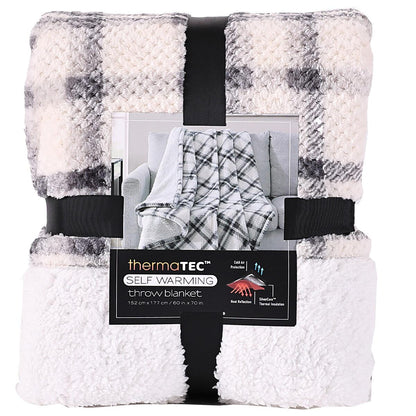 Sutton Place Thermatec Self Warming Throw Blanket 152 x 177 cm Light Grey