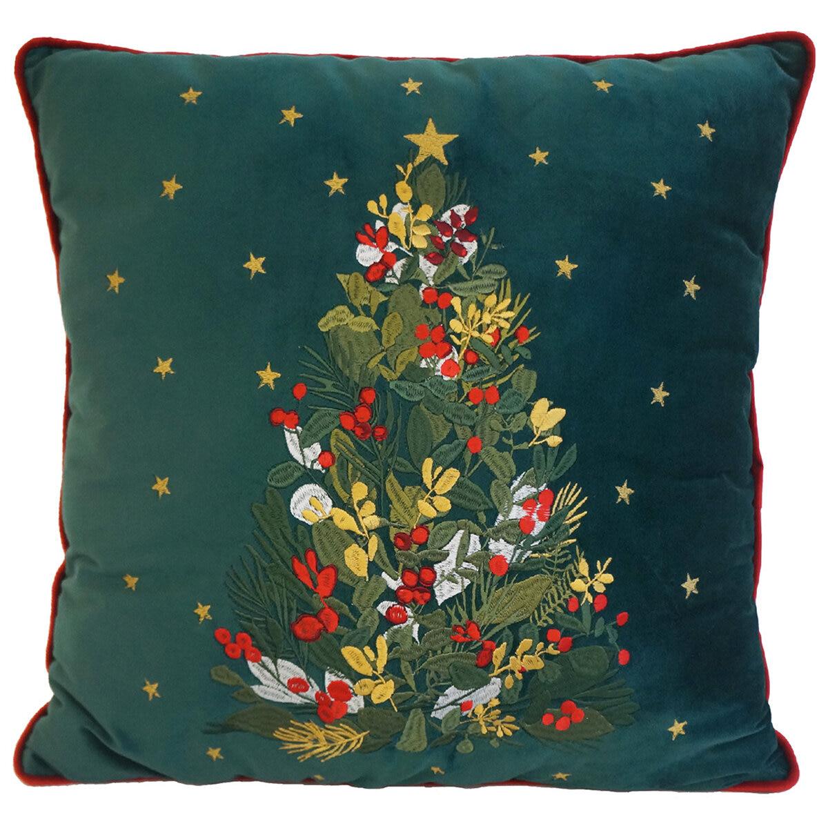 Sutton Place Velvet Xmas Deco Pillow Xmas Tree