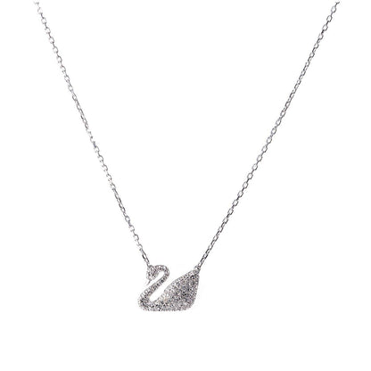 Swarovski Iconic Swan Necklace Black and Rose Gold Tone Plated