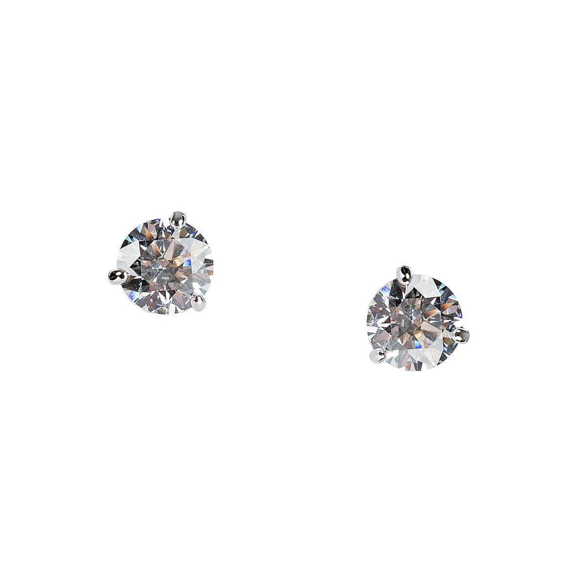 Swarovski Solitaire Pierced Earrings Rhodium Plated