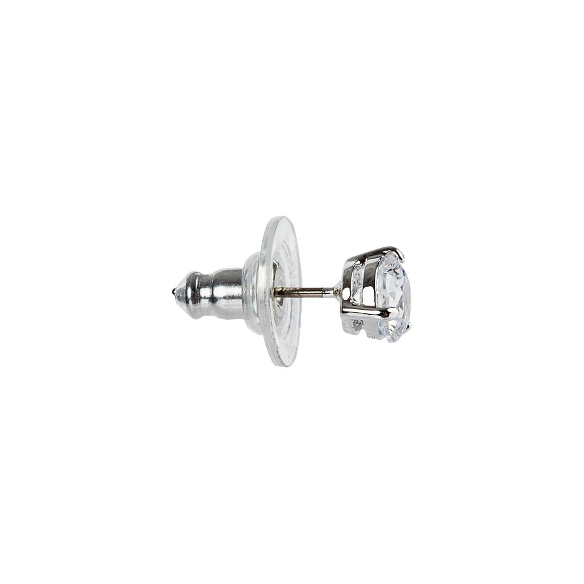 Swarovski Solitaire Pierced Earrings Rhodium Plated