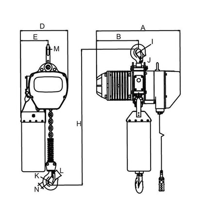 TOHO 1ton 6m 2 Speed 3-Phase Electric Chain Hoist TECH-3PH-2SP-0106
