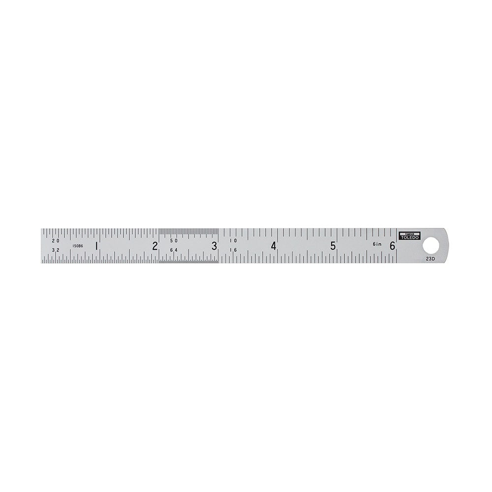TOLEDO 150mm Double Sided Metric and Imperial Stainless Steel Rulers 150B6