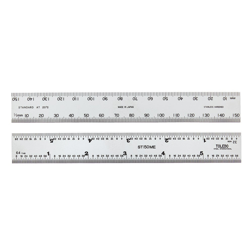 TOLEDO 150mm Double Sided Metric and Imperial Stainless Steel Rulers ST150ME6