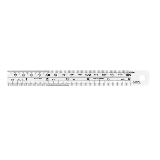TOLEDO 150mm Stainless Steel Single Sided Rule Metric and Imperial 150A6