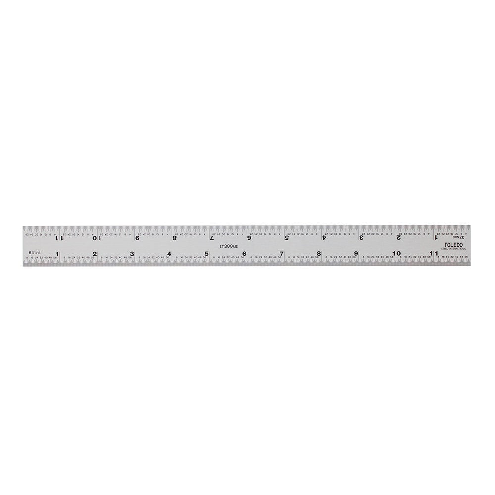 TOLEDO 300mm Double-Sided Metric and Imperial Stainless Steel Rule ST300ME12