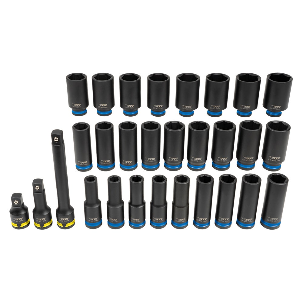 TTI 1 2inch Deep Metric 10-36mm Impact Socket Set - 29 Piece TT12D29ISS
