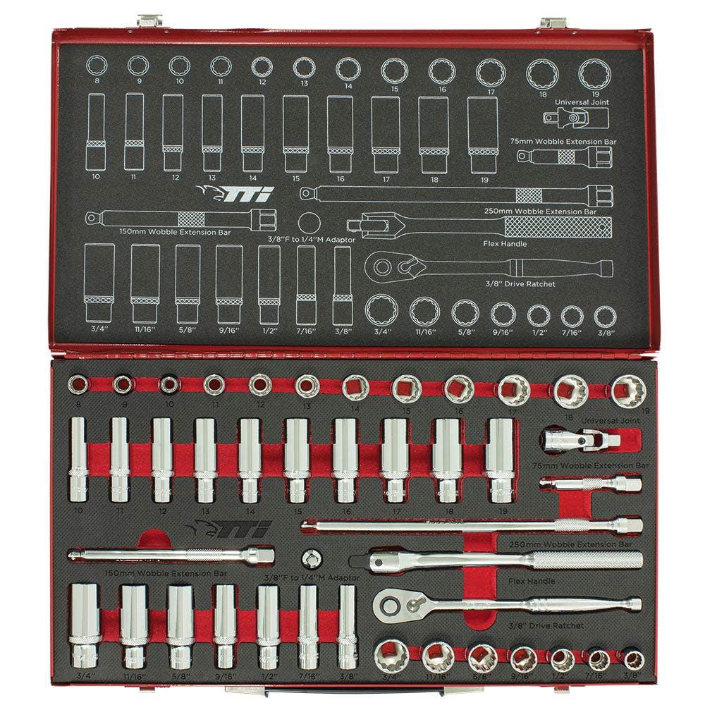 TTI Socket Set 3 8inch Sd and Deep 43Pc