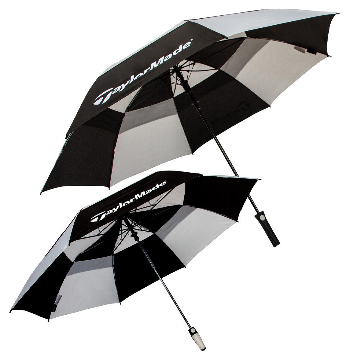Taylormade 157.5cm Golf And 147.3cm Jumbo Compact Umbrella Set 2 Pack Black/Pebble