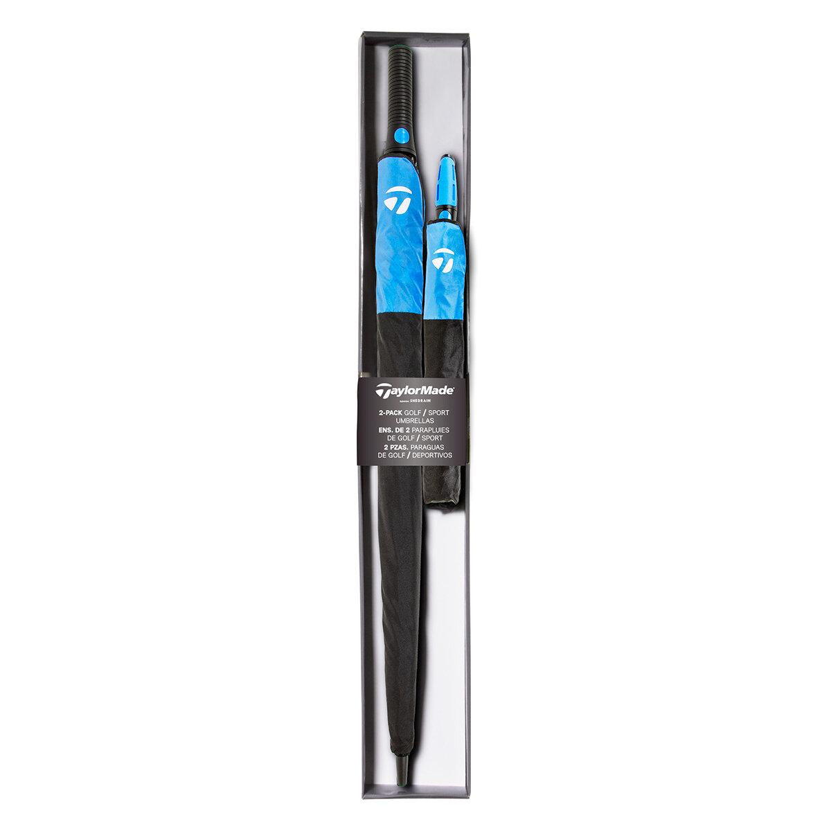 Taylormade 157.5cm Golf And 147.3cm Jumbo Compact Umbrella Set 2 Pack Black/Ocean