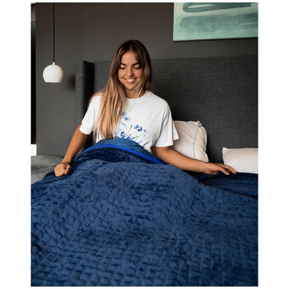 Therapy 14kg Super King Weighted Blanket with Cover Calming Blue