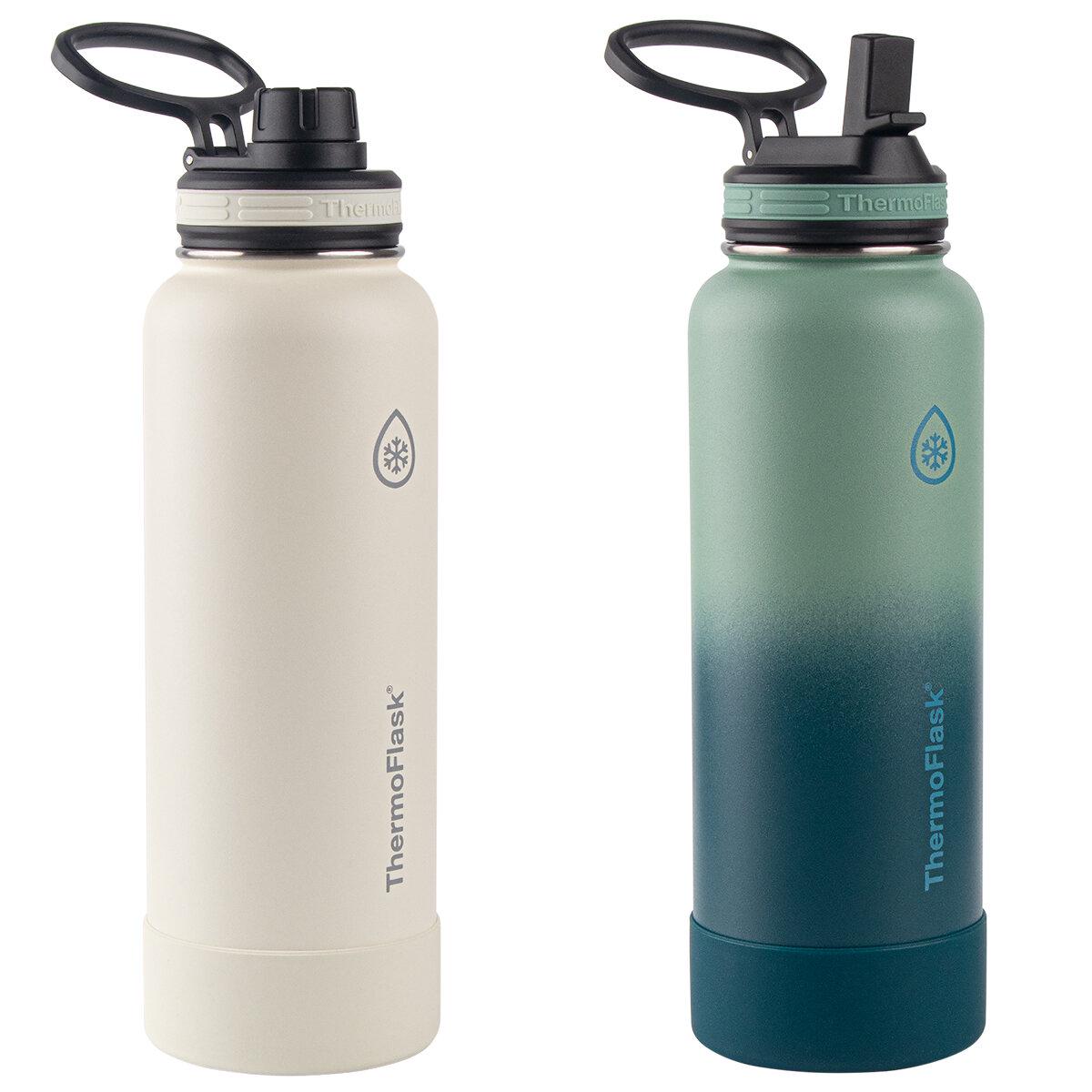 ThermoFlask Stainless Steel Bottle 1.18L 2 Pack Black Rose Purple