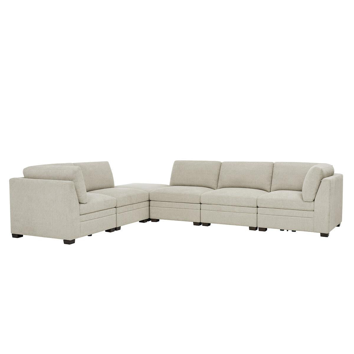 Thomasville 6 Piece Fabric Modular Sectional With Storage Ottoman