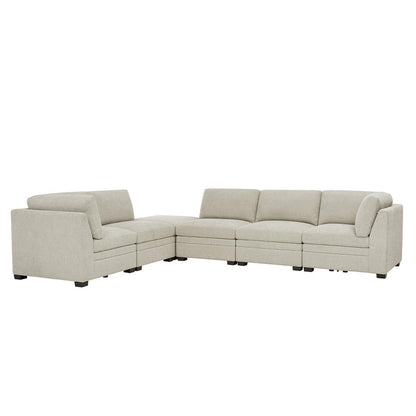 Thomasville 6 Piece Fabric Modular Sectional With Storage Ottoman