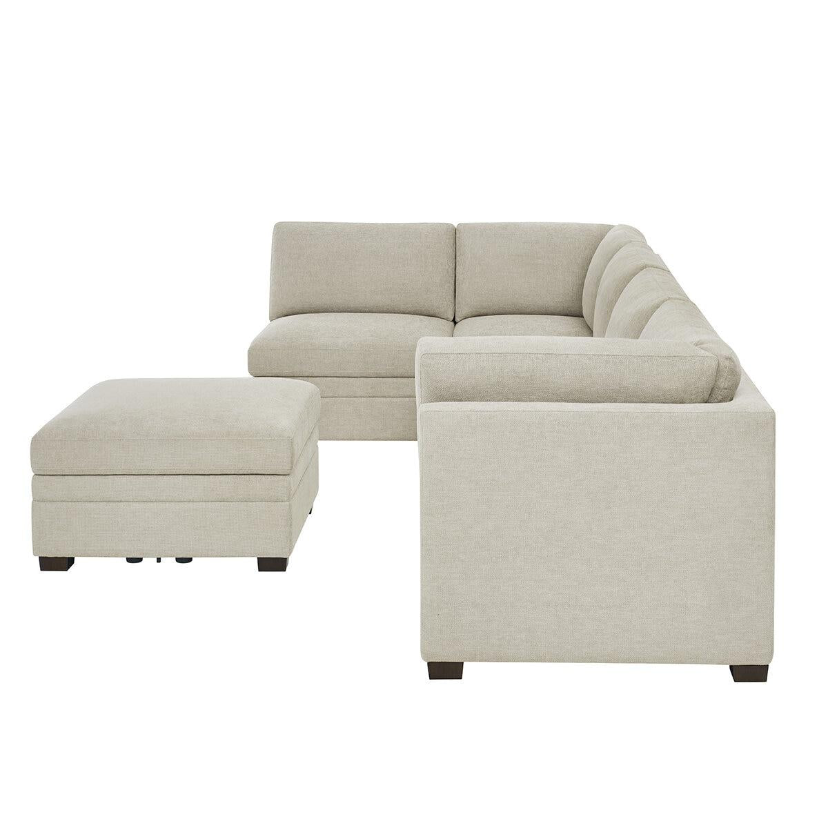 Thomasville 6 Piece Fabric Modular Sectional With Storage Ottoman