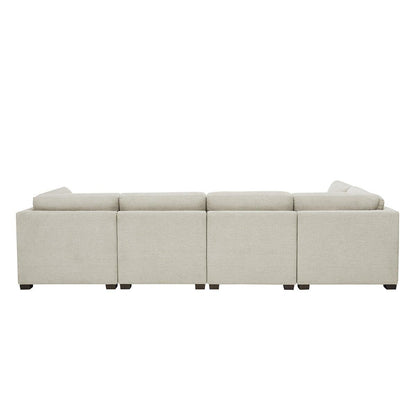 Thomasville 6 Piece Fabric Modular Sectional With Storage Ottoman