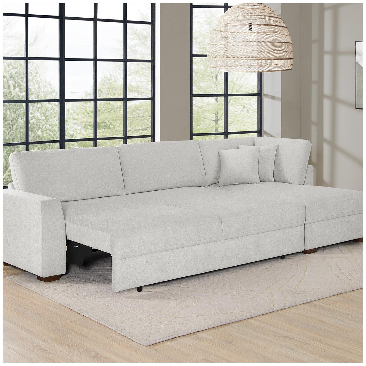 Thomasville Fabric Convertible Sectional With Chaise 2 Piece