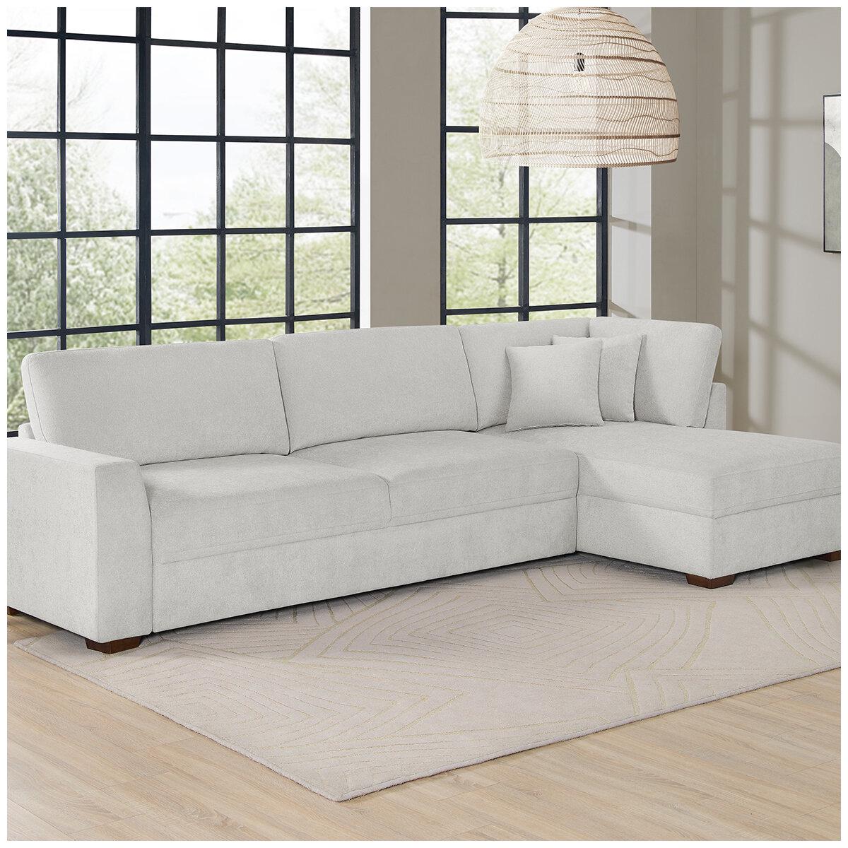 Thomasville Fabric Convertible Sectional With Chaise 2 Piece