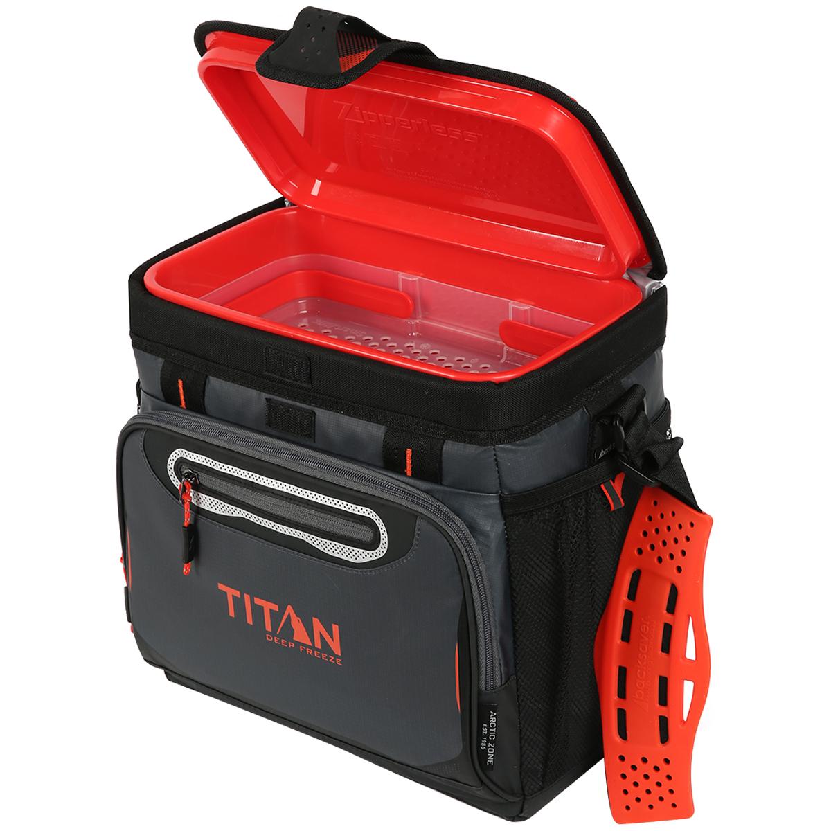 Titan 16 Can DeepFreeze Zipperless Cooler 7.8L Grey And Orange