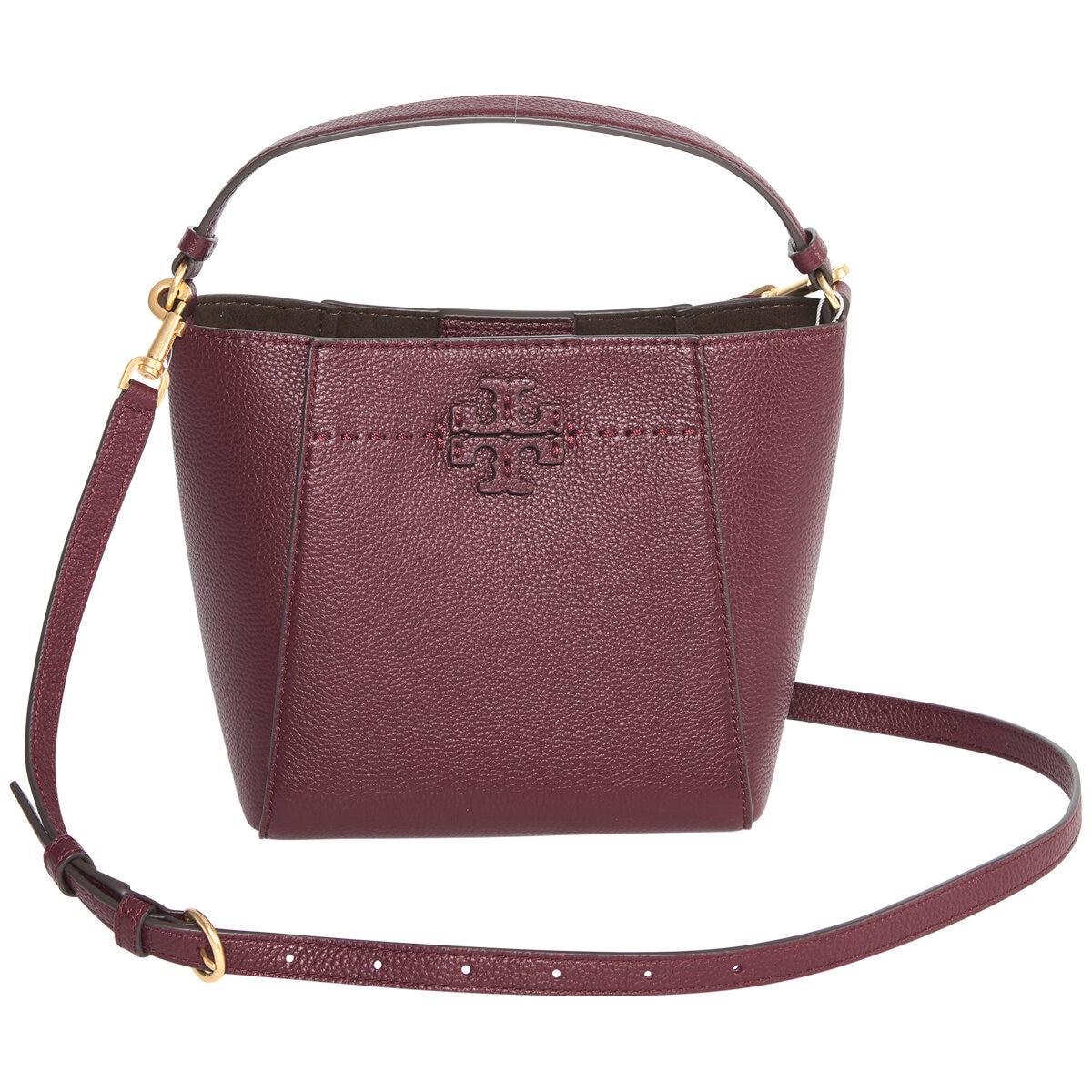Tory Burch Mcgraw Small Bucket Bag Claret