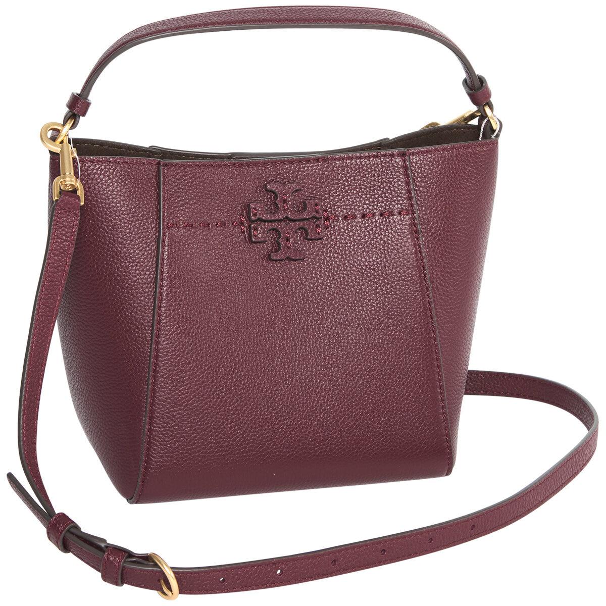 Tory Burch Mcgraw Small Bucket Bag Claret