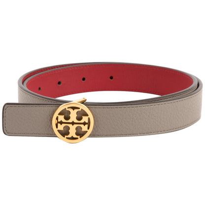 Tory Burch Women's Reversible Logo Belt Grey, Red and Gold
