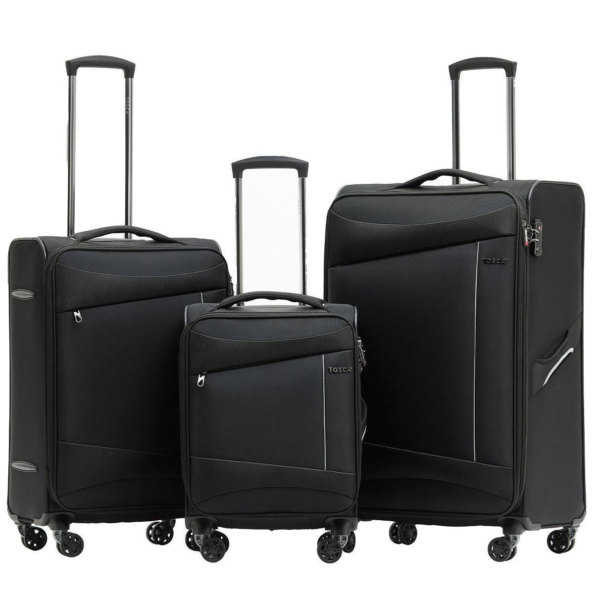Tosca Flight Softside Luggage 3 Piece Set Black/Grey TCA787-3