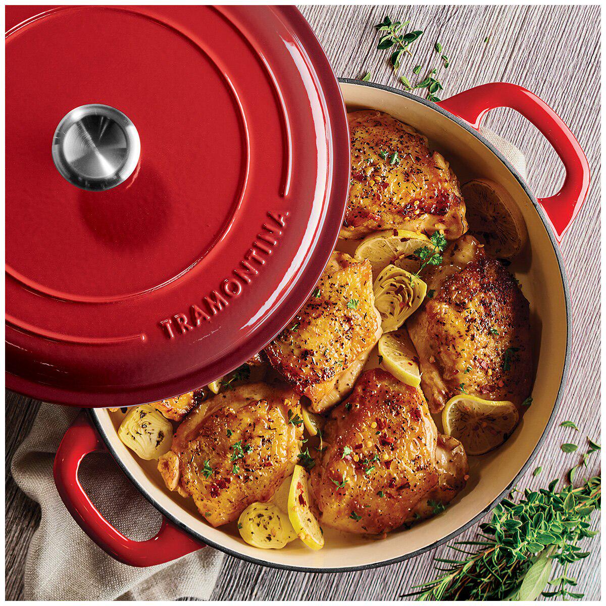 Tramontina Covered Enameled Cast Iron Braiser 3.8L Red