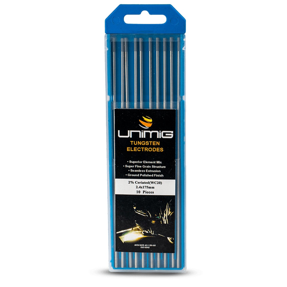 UNIMIG 1.0mm WC20 2.0 Percent Ceriated Tungsten Electrodes - 10 Pack PTR0003-10