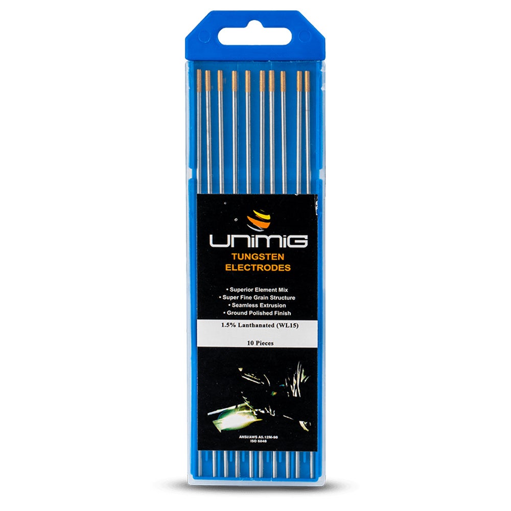 UNIMIG 1.6mm WL15 1.5 Percent Lanthanated Tungsten Electrodes - 10 Pack PTR0002-16