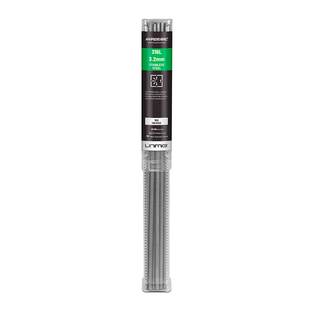 UNIMIG 3.2mm HYPERARC 316L Stainless Steel Electrodes U63022