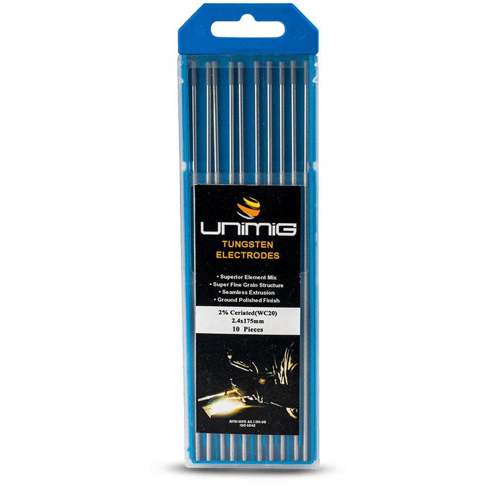 UNIMIG 3.2mm WC20 2.0 Percent Ceriated Tungsten Electrodes - 10 Pack PTR0003-32