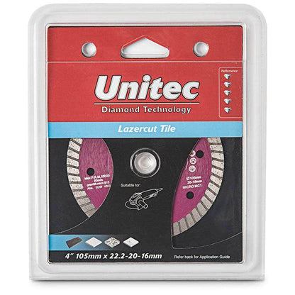UNITEC 105mm Diamond Blade Turbo for Ceramic Cutting - LAZERCUT U-4LZTT