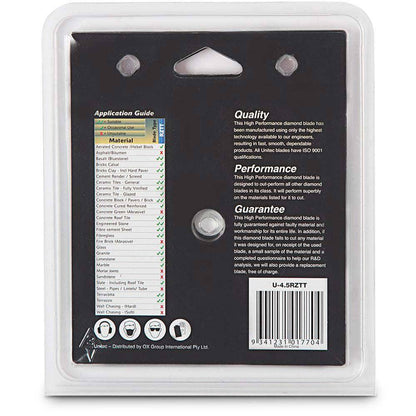 UNITEC 115mm Turbo Continuous Rim Diamond Blade for Ceramic Cutting - RAZORCUT-TILE U-45RZTT