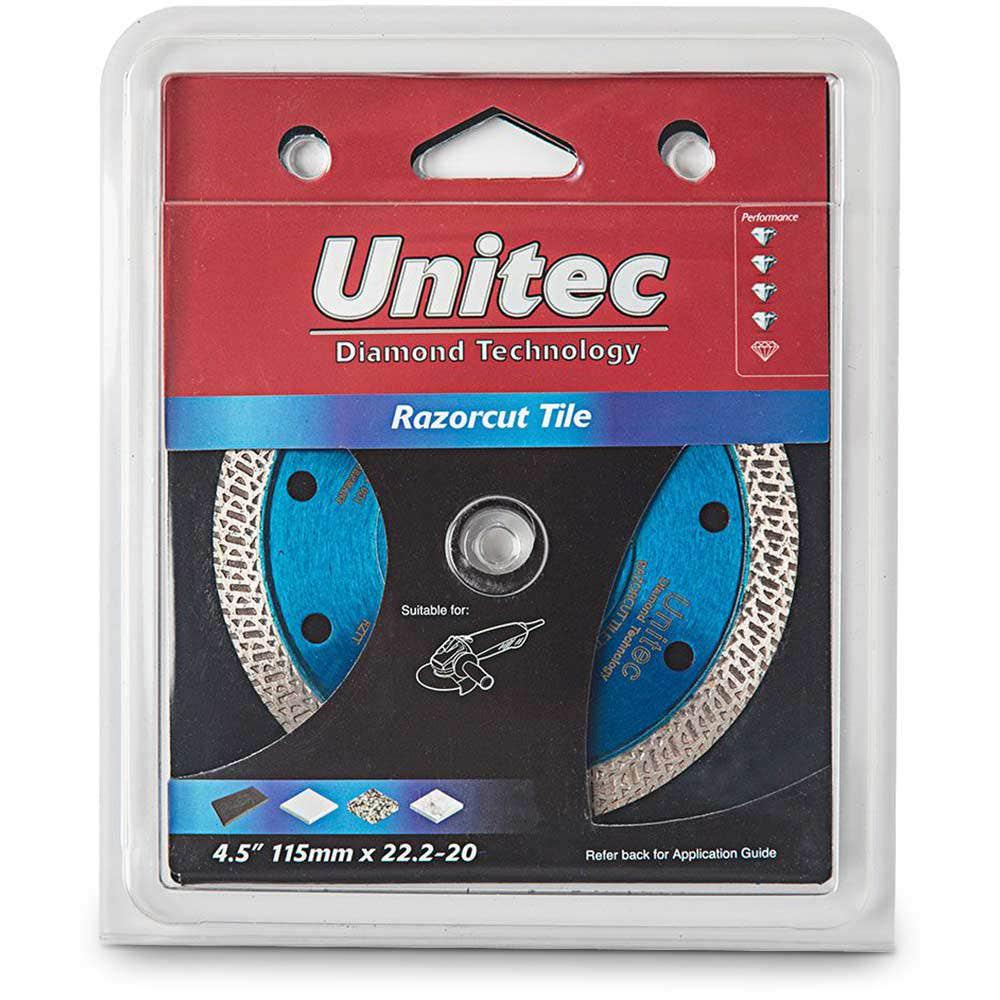 UNITEC 115mm Turbo Continuous Rim Diamond Blade for Ceramic Cutting - RAZORCUT-TILE U-45RZTT