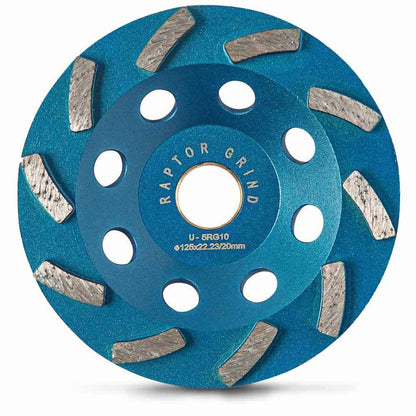UNITEC 125mm 10-Segment Spiral Diamond Grinding Cup - RAPTOR U-5RG10