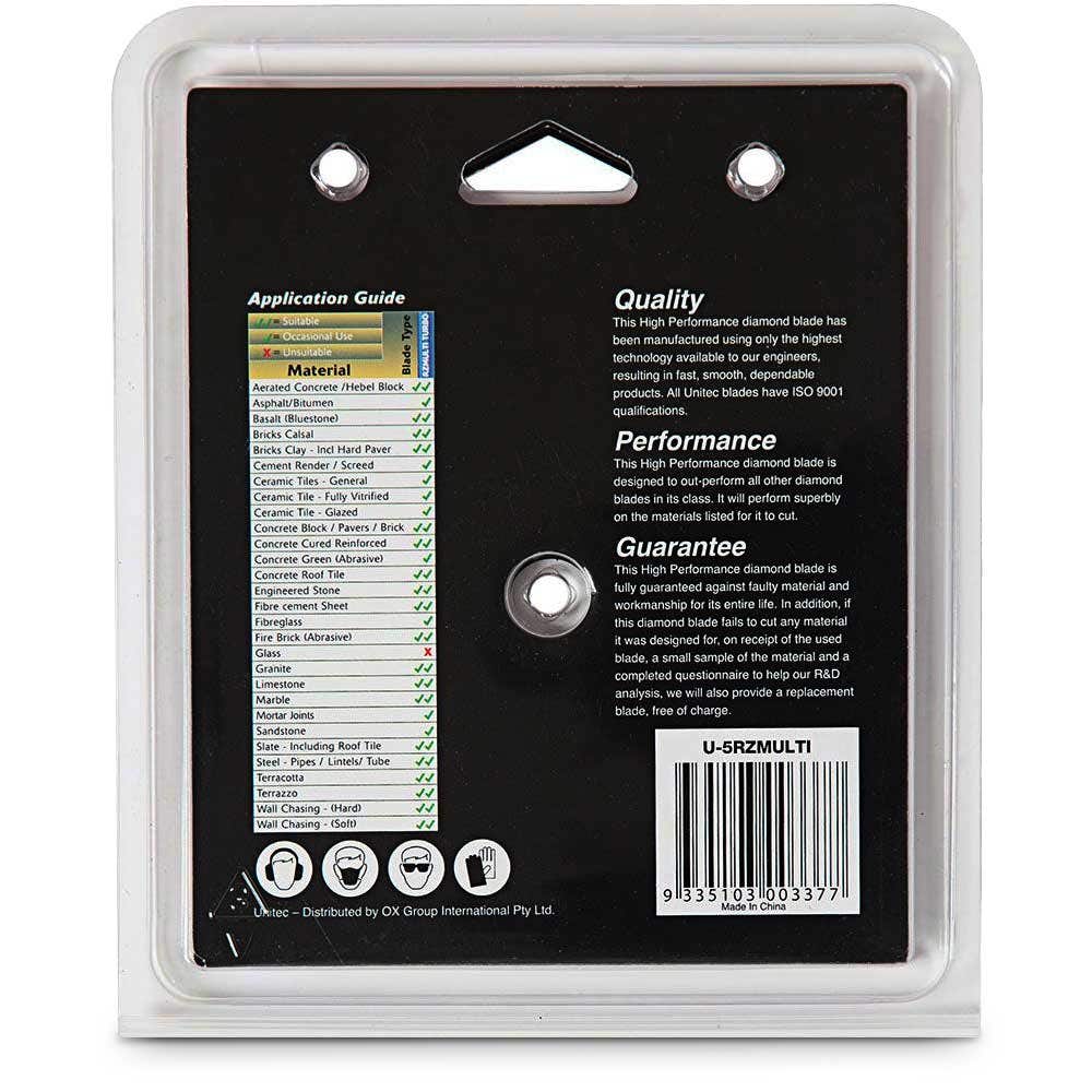 UNITEC 125mm Turbo Diamond Blade for General Purpose Cutting - RAZORCUT U-5RZMULTI