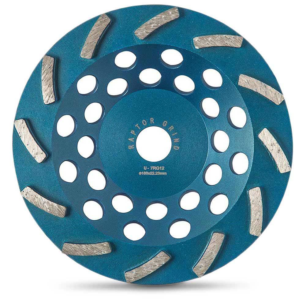 UNITEC 180mm 12-Segment Spiral Diamond Grinding Cup - RAPTOR U-7RG12
