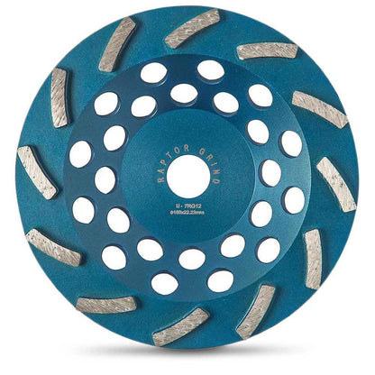 UNITEC 180mm 12-Segment Spiral Diamond Grinding Cup - RAPTOR U-7RG12