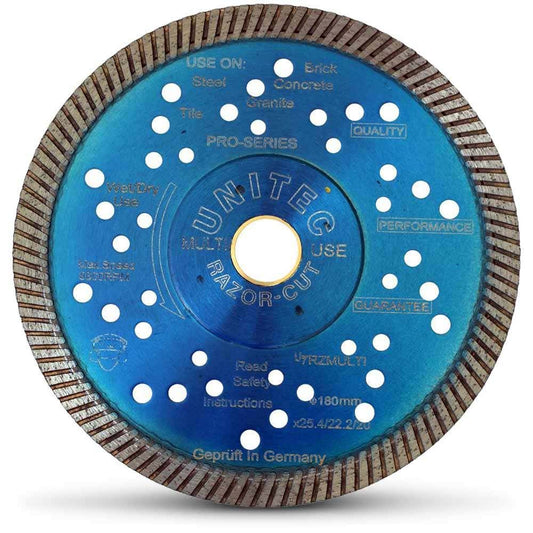 UNITEC 180mm Turbo Diamond Blade for General Purpose Cutting - RAZORCUT U-7RZMULTI