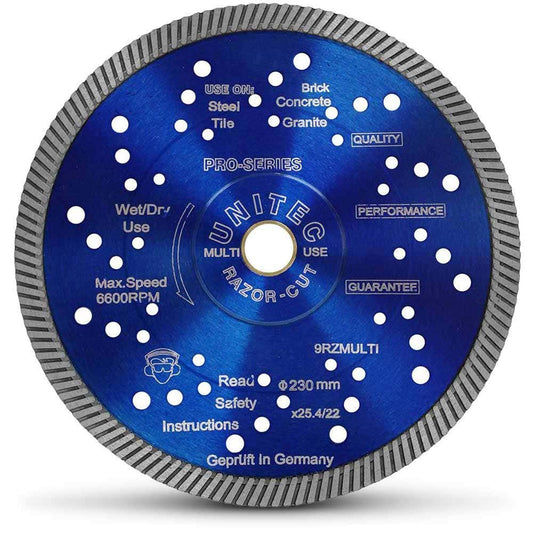 UNITEC 230mm Turbo Diamond Blade for General Purpose Cutting - RAZORCUT U-9RZMULTI