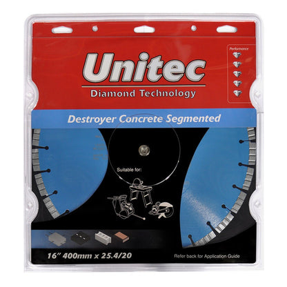 UNITEC 400mm Segmented Diamond Blade for General Purpose Cutting - DESTROYER U-16LTS12C